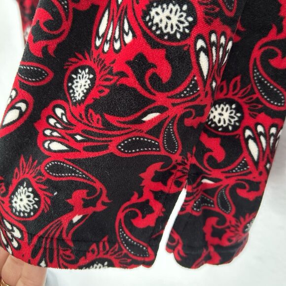 Cabernet Sleep Sense Pajama Set Women Medium Red Multi Paisley Velour Plush Cozy - Picture 12 of 16